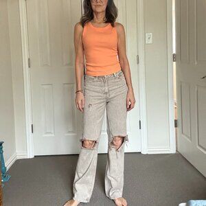 H&M Ultra High-Waisted Tan Jeans